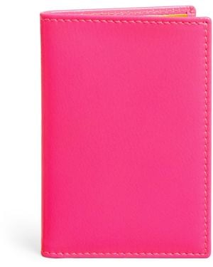 Comme des Garçons Leather Super Fluo Cardholder - Pink