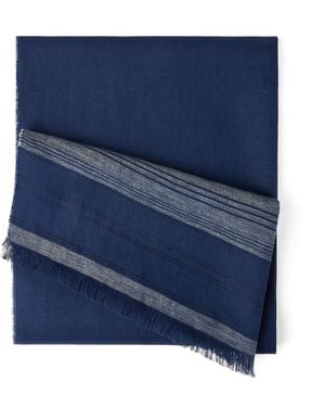 Brunello Cucinelli Linen Stripe Scarf - Blue
