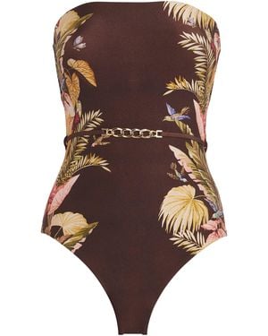 Zimmermann Off-The-Shoulder Ascension Swimsuit - Brown
