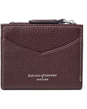Aspinal of London Leather Hudson Coin And Card Holder - Purple