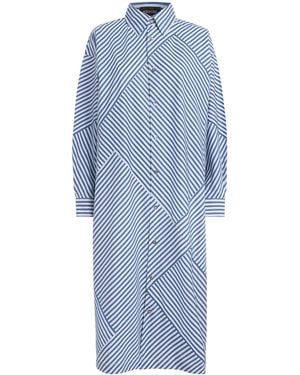 Eskandar Stripe A-Line Midi Shirt Dress - Blue