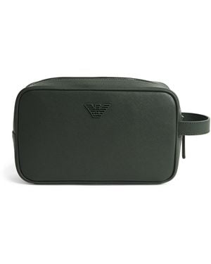 Emporio Armani Faux Leather Wash Bag - Green