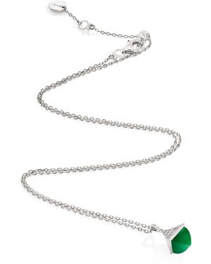 Marli New York Mini, Diamond And Agate Cleo Rev Pendant Necklace - White