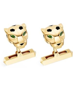Cartier Tsavorite And Lacquer Panthère De Cufflinks - Metallic