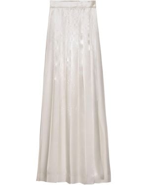 Prada Satin Pleated Maxi Skirt - White