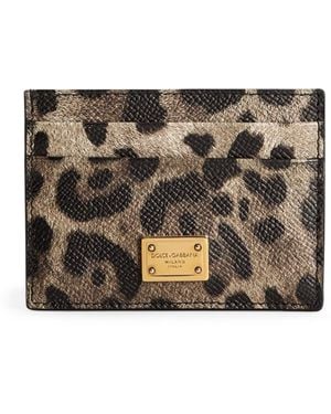 Dolce & Gabbana Calfskin Leopard Print Card Holder - Black