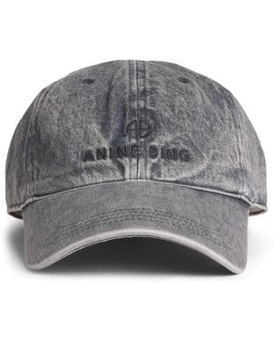Anine Bing Denim Jeremy Logo Baseball Cap - Grey