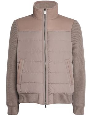 Corneliani Shearling-Trim Padded Jacket - Brown