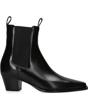 TOTEME Leather The City Ankle Boots 50 - Black