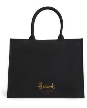 Harrods Large Cotton Christmas Knightsbridge Tote Bag in Red