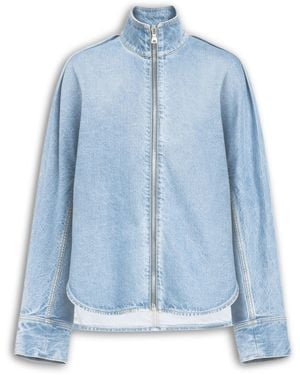 Alaïa Zip-Up Denim Shirt - Blue
