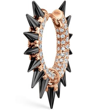 Maria Tash Moissanite Mohawk And Diamond Pavé Hoop Earring - Metallic
