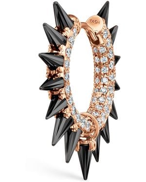 Maria Tash Moissanite Mohawk And Diamond Pavé Hoop Earring - Metallic
