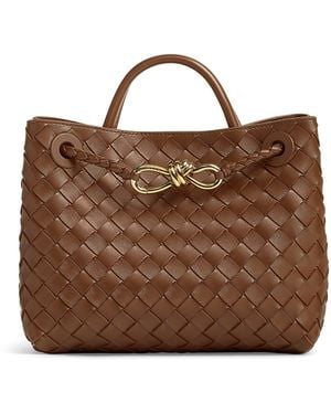 Bottega Veneta Small Leather Andiamo Top-Handle Bag - Brown