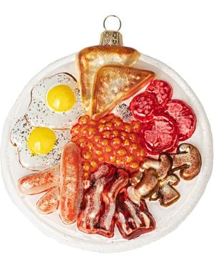 Harrods Glass Full English Breakfast Tree Decoration - Orange