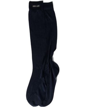 Miu Miu Silk-Blend Logo Socks - Blue
