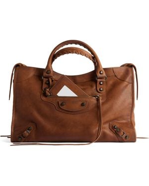 Balenciaga Medium Goatskin Le City Top-Handle Bag - Brown