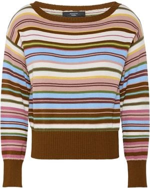 Weekend by Maxmara Cotton Stripe Boat-Neck Sweater - Multicolor