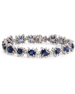 Suzanne Kalan Diamond And Sapphire One Of A Kind Tennis Bracelet - White