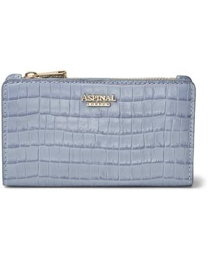 Aspinal of London Leather Croc-Embossed Mayfair Purse - Blue