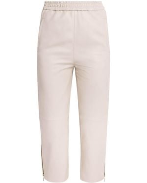 Eleventy Nappa Leather Straight Trousers - Natural