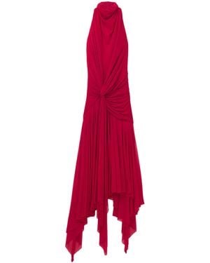 McQueen Asymmetric Draped Maxi Dress - Red
