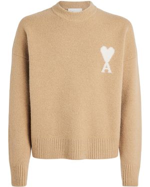 Ami Paris Alpaca-Blend Ami De Coeur Jumper - Natural