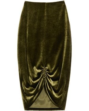 Valentino Velvet Gathered Midi Skirt - Green