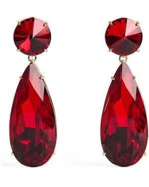 Carolina Herrera Crystal Drop Earrings - Red