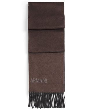 Giorgio Armani Silk-Cashmere Fringe Scarf - Brown