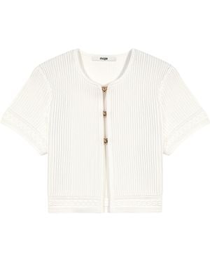 Maje Short-Sleeve Cardigan - White