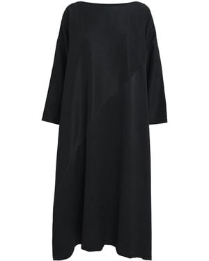 Eskandar Silk Plissé Midi Dress - Black