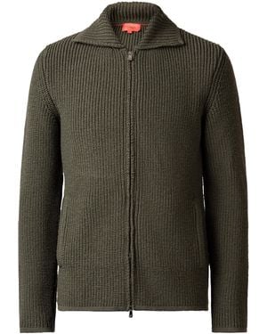 Isaia Wool Zip-Up Sweater - Green