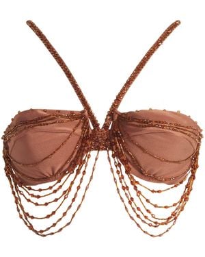 PATBO Embellished Halterneck Bikini Top - Brown