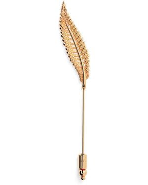 Tateossian Plated Metal Fern Lapel Pin - Metallic