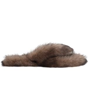 Dolce & Gabbana Shearling Flip Flops - Brown
