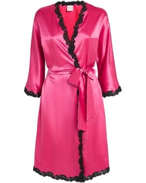 Loretta Caponi Silk Corbezzollo Short Robe - Pink