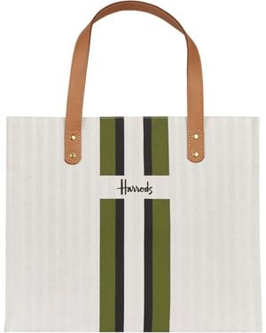 Harrods Logo Stripe Shopper Bag - Green