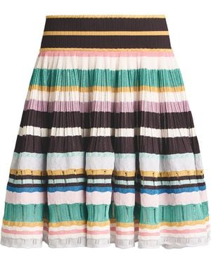 Alaïa Knitted Stripe Mini Skirt - Green