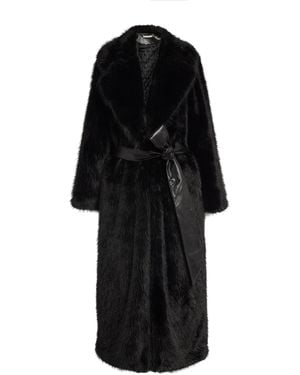 Alice + Olivia Faux Fur Belted Marvin Coat - Black