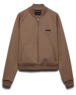 Prada Jersey Zip-Up Sweatshirt - Brown