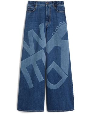 Weekend by Maxmara Logo-Printed Authentic Wide-Leg Jeans - Blue