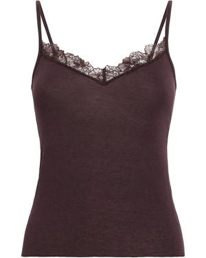 Skims Sheer Modal Lace Camisole - Brown