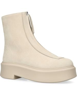 The Row Zipped I Leather Boots - Natural
