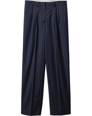 Miu Miu Fleece Wool Pinstripe Pants - Blue