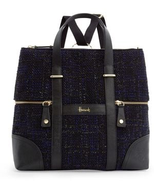 Harrods Tweed Wandsworth Convertible Backpack - Blue