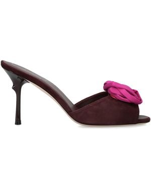 Roger Vivier Suede Rose Mules 85 - Purple