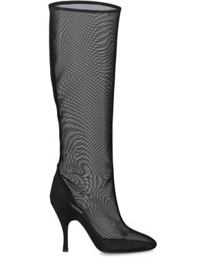 Alaïa Mesh Heeled Knee Boots 100 - Black