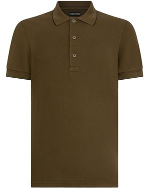 Tom Ford Contrast-Trim Polo Shirt - Green