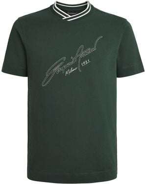Emporio Armani Cotton Embroidered Logo T-Shirt - Green